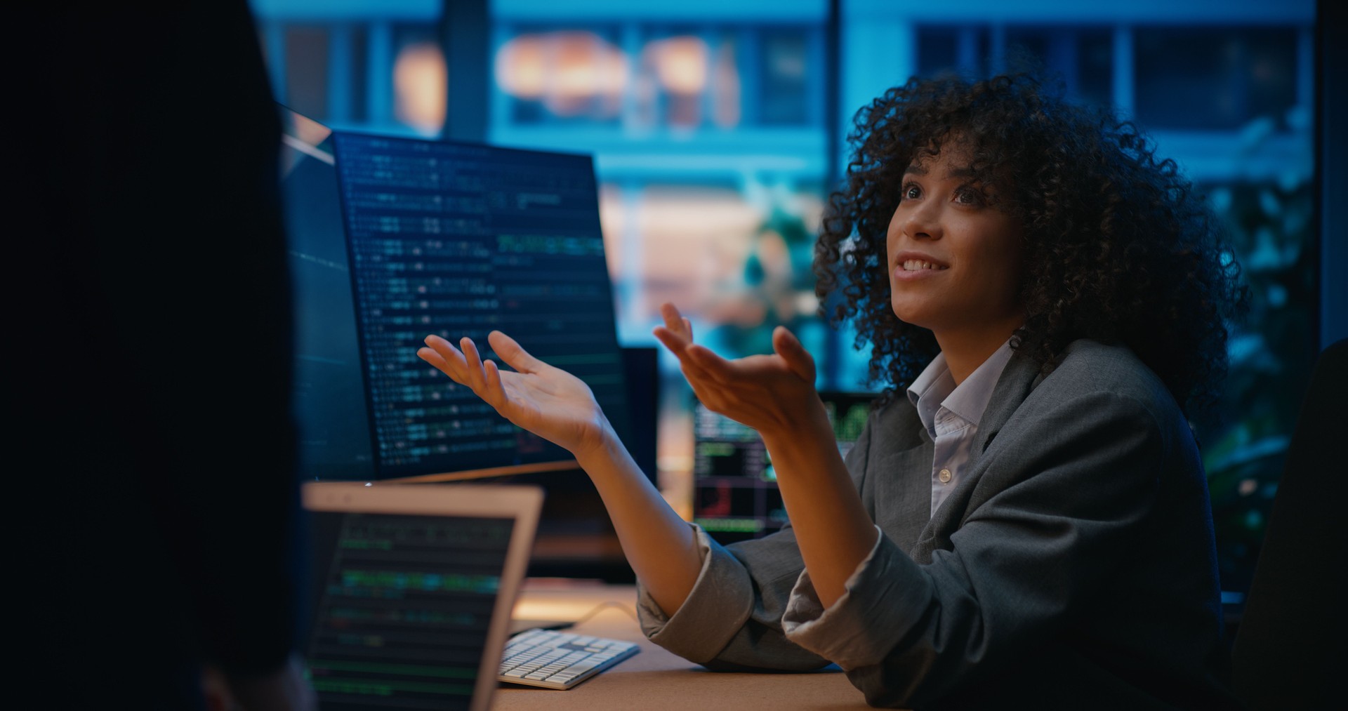 Female CEO discussing the financial director's report about the current situation in the company